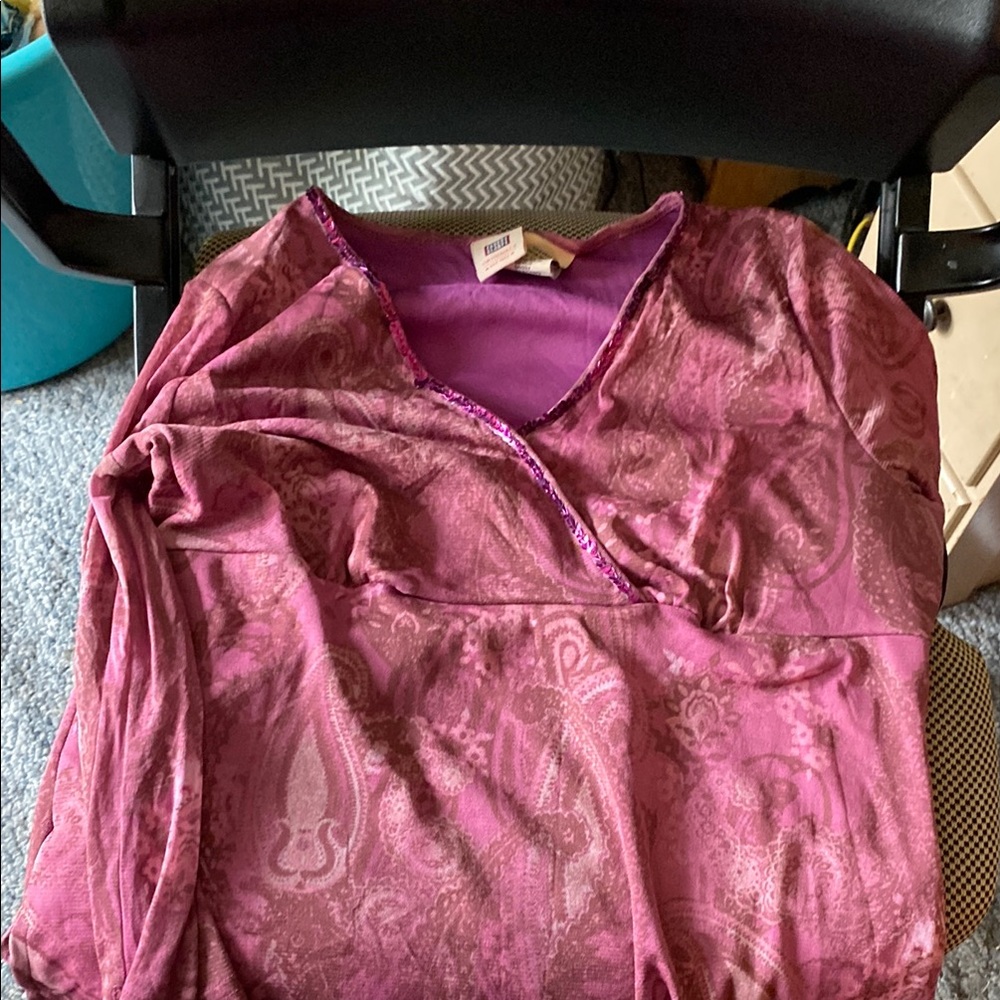 Faded Glory Women's Long Sleeve Top - Purple Paisley